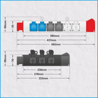 AL-TRUSSLINE-P, 2x CEE 16A/400V, 3x Schuko, 3x T1, all black