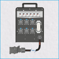 Vollgummi-Steckdosenkoffer 32A/400V, 6x RCBO *AKTION*