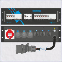 19"-Stromstation 32A/400V, 3HE, 2x RCD *AKTION*