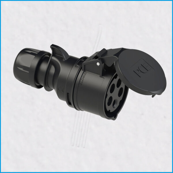 CEE-Kupplung 32A, SHARK, schwarz, IP44, PCE