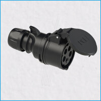 CEE-Kupplung 32A, SHARK, schwarz, IP44, PCE