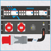 AL-RACKPOWER MkII 63A/400V, 3HE, 3x RCD