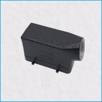 HAN 16E Tüllengehäuse schwarz, 62,5mm, PG21 seitlich, ohne Schnallen, ohne Gummi