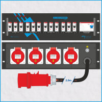 AL-RACKPOWER MkII 32A/400V, 3HE, 1x RCD